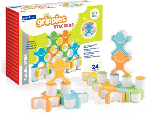 Vista 13 de Guidecraft Grippies Windows - Juego de 16 piezas, juguete magnético de construcción de agarre suave para niños pequeños