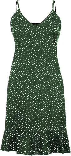 Vista 5 de Vestidos de tirantes para mujer, 2023, primavera, verano, casual, cuello en V, vestido de playa con dobladillo fruncido y volantes