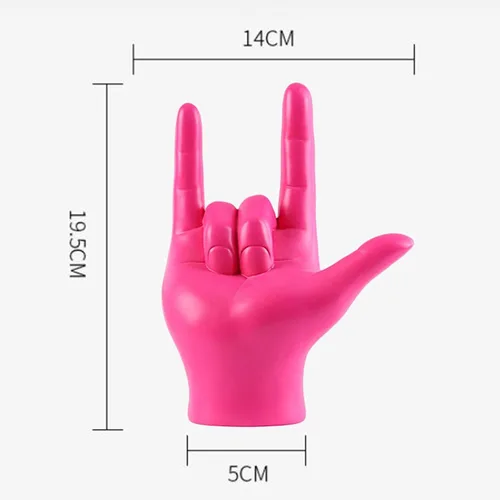 Vista 3 de MagiDeal Modern Love You - Estatua de gesto de dedo, escultura de mano de roca, manualidades coleccionables para centro de mesa, escritorio, Rosa