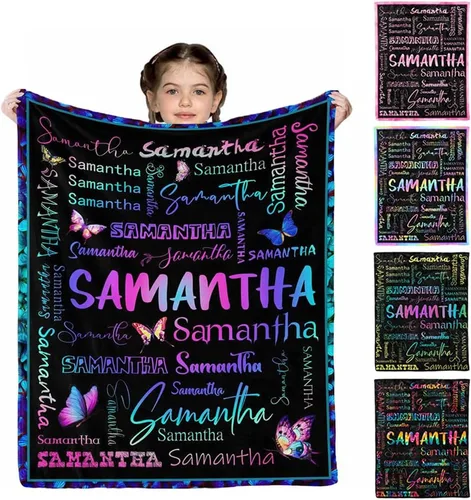 Vista 2 de D-Story Mantas de bebé personalizadas con nombres, manta personalizada para bebés niñas, manta de envoltura con inicial, regalos personalizados