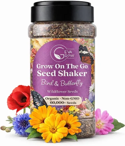 Vista 15 de Agitador de semillas de flores silvestres – Mezcla anual de GevaGrow 17 variedades de semillas de flores para plantar en macetas y jardines al