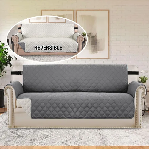 Vista 58 de H.VERSAILTEX Funda de sofá resistente al agua para sofá de 3 cojines, reversible, protector de muebles acolchado con correa elástica, funda de sofá