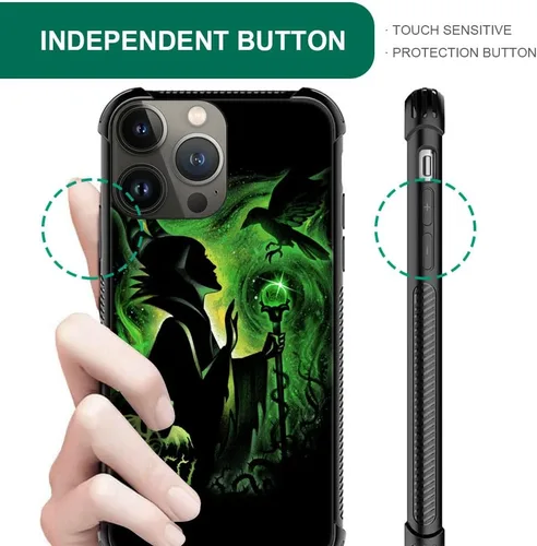 Vista 4 de CARLOCA Funda compatible con iPhone 15 Pro, patrón de dama mágica verde, ultra protección, a prueba de golpes, de silicona suave, TPU