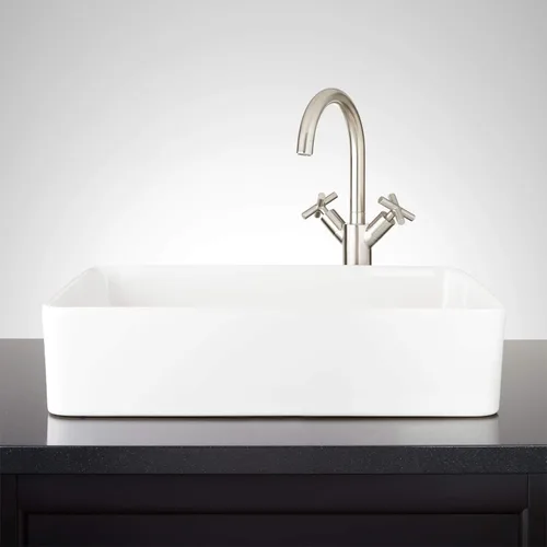 Vista 2 de Signature Hardware 447956 Hibiscus - Lavabo de baño de arcilla refractaria de 20 pulgadas