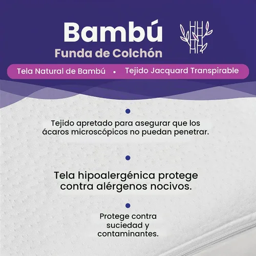 Vista 4 de Funda de colchón impermeable de Slumberfy Protector de colchón hipoalergénico de bambú Funda de colchón de tamaño individual con cremallera - 39
