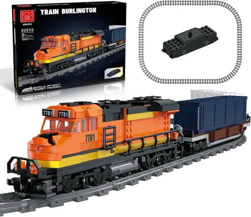 Vista 7 de MOCBROPCS Juego de Bloques de Construcción de Tren, Modelo de Locomotora de Combustión Interna de Carga de Mercancías, Juguetes de Construcción