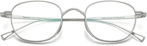 Vista 4 de FONEX Marco de lentes de titanio marco de lentes de miopía redondo retro vintage para mujer