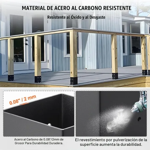 Vista 4 de VEVOR Base para Poste 4x4 2 Piezas, Tamaño Interior 3.6"x3.6" Soportes de Base para Poste, Anclaje de Poste de Servicio Pesado con Recubrimiento