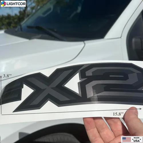 Vista 3 de FX2 - Juego de 2 calcomanías deportivas compatibles con Ford F-150 2007-2014, color negro metálico