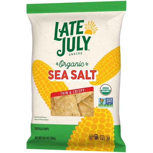 Vista 8 de Late July Patatas de maíz con sal marina orgánica, bolsa de 10.1 Oz