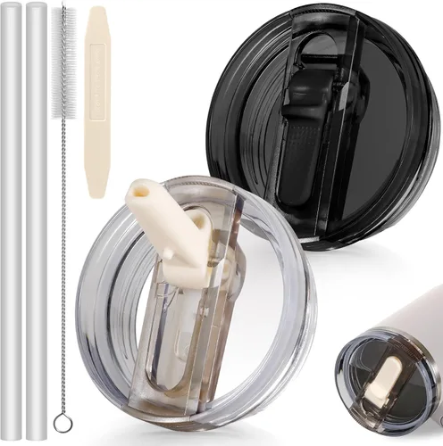 Vista 11 de Tapas con popote plegables a prueba de fugas ANTAND para reemplazo de tapa Stanley 30 oz, para accesorios de taza de vaso Stanley Quencher, tapa