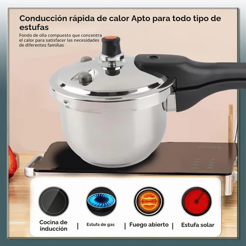 Vista 7 de Mini olla a presión de acero inoxidable eficiente: cocción rápida, retiene nutrientes y válvulas de seguridad