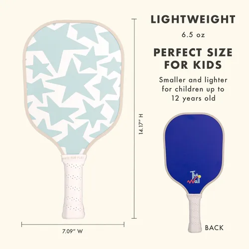 Vista 2 de Paleta de pickleball juvenil – Paleta de tamaño infantil para niños de 12 años en adelante, paleta de pickleball pequeña y ligera para niños
