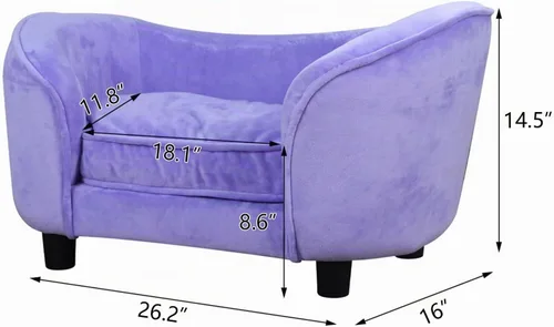 Vista 2 de Getifun Sofá cama para mascotas, sofá de terciopelo con cojín extraíble lavable para perros pequeños y gatos (morado)