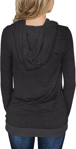 Vista 4 de MODARANI - Sudadera con capucha para mujer, estilo casual, con bolsillos tipo canguro, estampado floral, teñido anudado