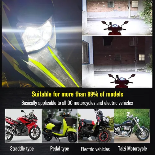 Vista 6 de 2 piezas 9-48V Bombillas LED para ATV, luz baja azul hielo, luz alta blanca H6M P15D para motocicleta, Yamaha, ATVS YFM350 450 400 660 700 Raptor.