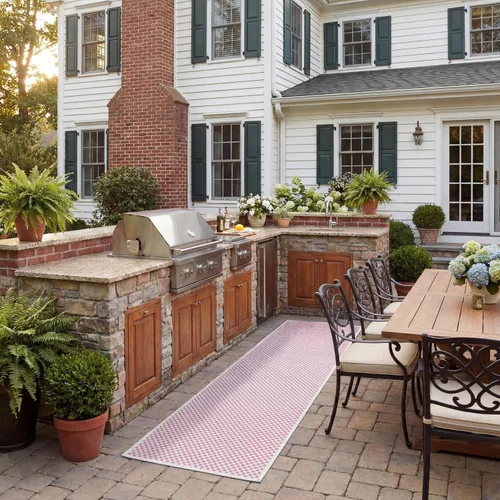 Vista 126 de SAFAVIEH Alfombra Lavable para Exteriores Colección Courtyard - 2'3" x 5', Azul Aqua y Gris, No Desprende Pelusa y Fácil Limpieza, Ideal para Patio