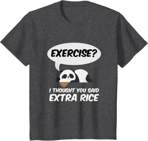 Vista 28 de ¿Ejercicio? I Thought You Said Extra Rice Panda Gift T-Shirt, Negro, S