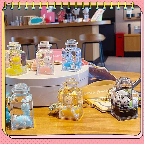 Vista 3 de ICI-Rencontrer - Bonita mochila flotante de animales para niños, niñas, mujeres, bolsa de acrílico, llavero líquido