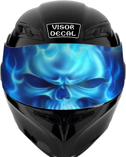 Vista 13 de Calcomanía de visera de calavera para casco compatible con: Icon Shoei Bell HJC Scorpion AGV V2 (V25 Skull)