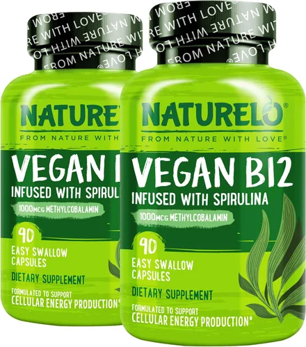 Vista 9 de NATURELO B12 vegano - Metil B12 con espirulina orgánica - Vitamina B12 de alta potencia 1000 mcg metilcobalamina - Apoya el estado de ánimo