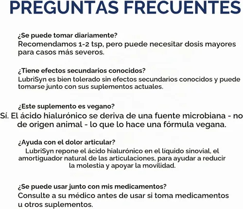 Vista 11 de LubriSyn HA Suplemento líquido humano para articulaciones de ácido