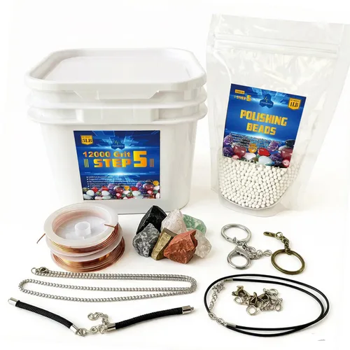 Vista 14 de 8 libras de medio abrasivo para tambor, óxido de aluminio fino 1500 para pulir, paso 4 para pulir piedras, medio abrasivo para pulir rocas, funciona