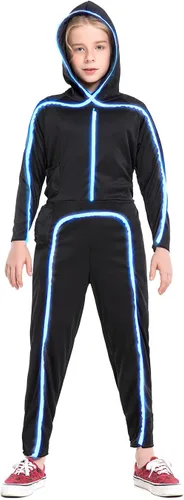 Vista 8 de HSCTEK - Disfraz de Figura de Palo Iluminada para Niños Rojo