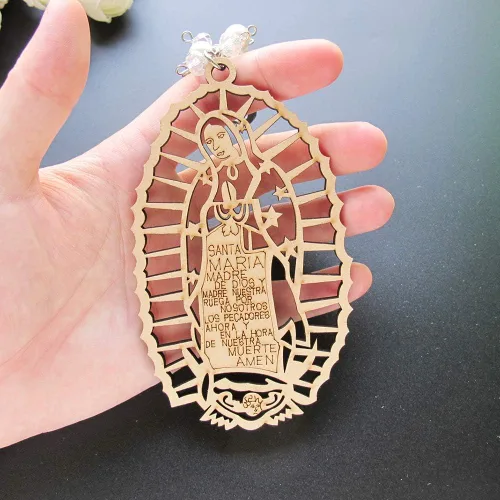 Vista 3 de 12 llaveros de Nuestra Señora de Guadalupe con bolsas de regalo Bautizo Recuerdo Marrón, Marrón