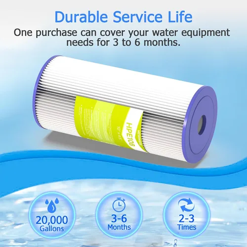 Vista 6 de Cartucho de filtro de agua de 5 micrones para toda la casa, filtros de sedimentos plisados para agua de pozo, repuesto para FXHSC, GXWH40L, GXWH35F