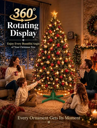 Vista 2 de HOPOCO Soporte giratorio para árbol de Navidad con control remoto Verde Oscuro