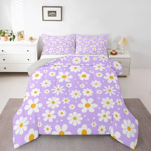 Vista 17 de Feelyou Juego de ropa de cama con lazos bonitos y cerezos, tamaño individual, para niños, juego de edredón con lazos de acuarela para niños, niñas