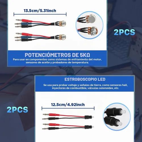 Vista 3 de AUTOOL Kit de cables de prueba de multímetro, adaptadores de terminales de varios tamaños, conectores de prueba de enchufe de plátano de 92 piezas