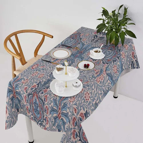 Vista 107 de Mantel Floral Retro de Pájaros, Diseño Original Bohemio William Morris Estampado Cubierta de Mesa para Hogar Picnic Fiesta Comedor Cocina William