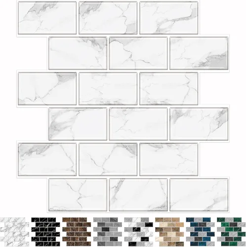 Vista 12 de URCOLOR 10 hojas de adhesivos para loseta en muro de cocina, azulejos autoadhesivos de 12 x 12 pulgadas estilo metro, para loseta en muro de cocina