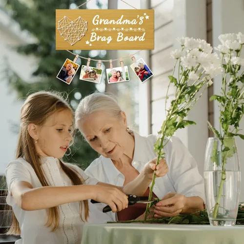 Vista 5 de Yunfan para abuela: Tablero de la abuela, regalos de los nietos, marco de fotos para portarretratos, regalo de cumpleaños para abuela, Navidad