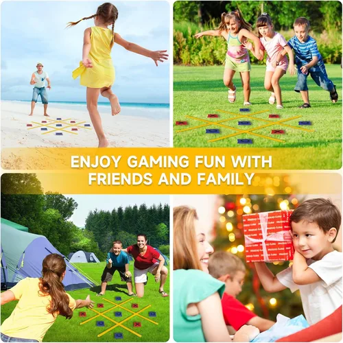 Vista 7 de VANPET Giant Tic Tac Toe Bean Bag Toss Games for Kids Adults Family, Large Outside Lawn Yard Backyard Carnival Field Day Game, Beach Picnic Camping