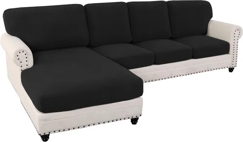 Vista 24 de Fundas elásticas para cojines de sofá seccional para sofá seccional izquierdo y derecho en forma de L, juego de 6 piezas para sofás seccionales