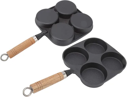 Vista 9 de Sartén para tortillas, sartén para huevos de 4 tazas con mango de madera para desayuno, panqueques, tortillas