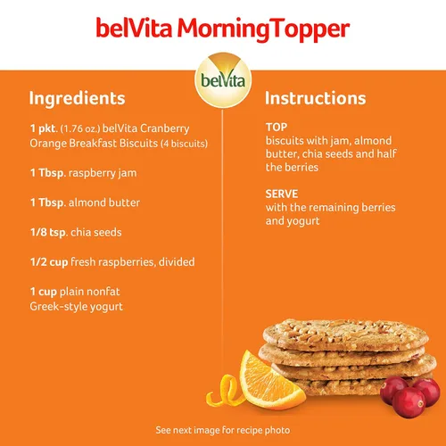 Vista 22 de belVita Galletas de barras de desayuno, naranja arándano, 8 paquetes