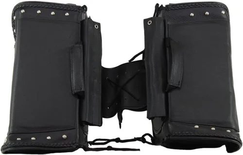 Vista 7 de GARGOYLE BELLS Bolsas de cuero genuino para silla de montar de motocicleta, bolsa de equipaje para softails, deportistas y helicópteros