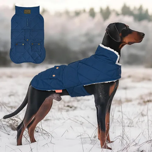 Vista 31 de KYEESE - Abrigo para perro suave, suéter para mascotas para clima frío, chaqueta impermeable para perros con forro de felpa, abrigo cálido