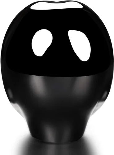 Vista 6 de Skullis Estrella de obsidiana negra de 2.0 pulgadas, compañero de calavera de cristal alienígena con ojos de labradorita, escultura de arte fino