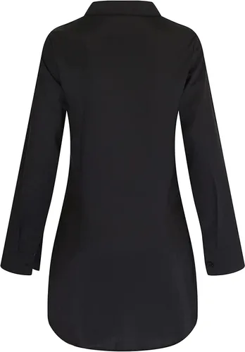Vista 5 de qfmqkpi Camisas Sexy con Cuello en V para Mujeres con Abertura Lateral Estampadas de Manga Larga Abotonadas Blusas Tops A-Negro