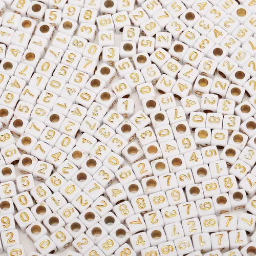 Vista 6 de 1000 cuentas numéricas de acrílico cubo cuentas para la fabricación de joyas (color negro)