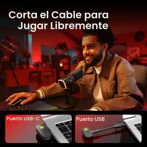 Vista 2 de MAONO Micrófono dinámico inalámbrico para juegos PD100W para PC