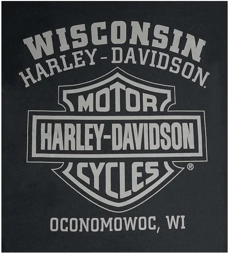 Vista 2 de Harley-Davidson Ghoulish - Camisa de manga larga con cuello redondo para hombre, color negro