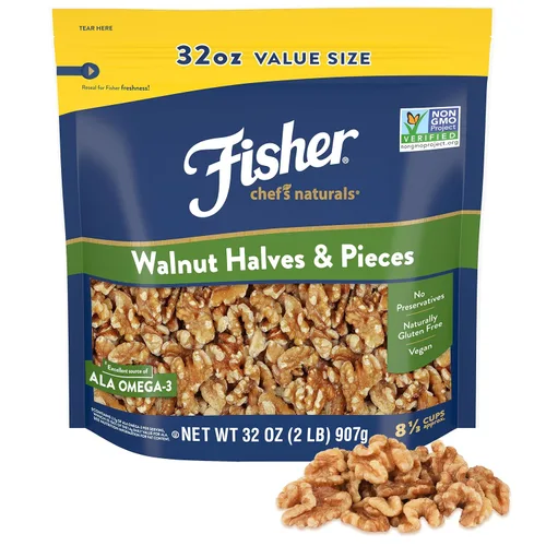 Vista 10 de Fisher Chef's Naturals - Nueces picadas, 6 onzas, 100% nueces sin sal de California para hornear y cocinar, bocadillos saludables para adultos