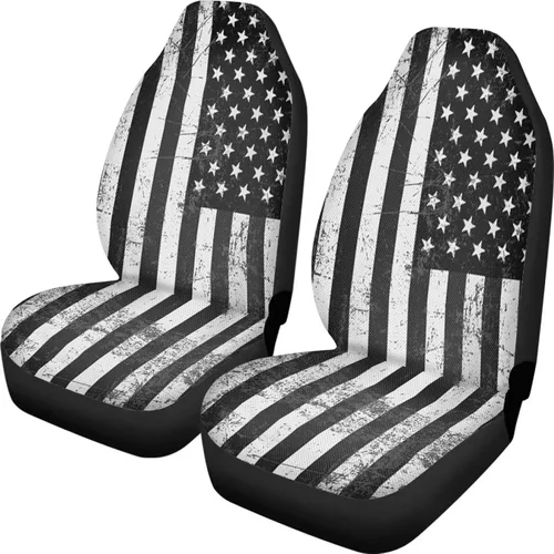 Vista 26 de ELEQIN 250 fundas de asiento delantero de automóvil con bandera patriótica estadounidense, paquete de 2 protectores de asiento de poliéster suaves