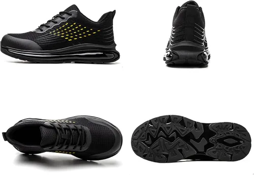Vista 7 de R-Win Zapatos de punta de acero para hombres y mujeres, con amortiguación de aire, zapatos de seguridad, antideslizantes, ligeros, cómodos, zapatos